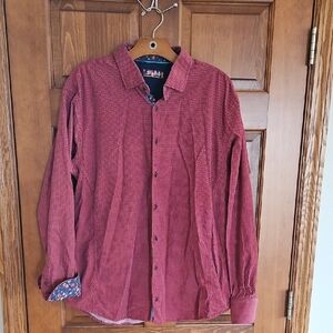 Men's Spazio Casual Red Button Down Shirt